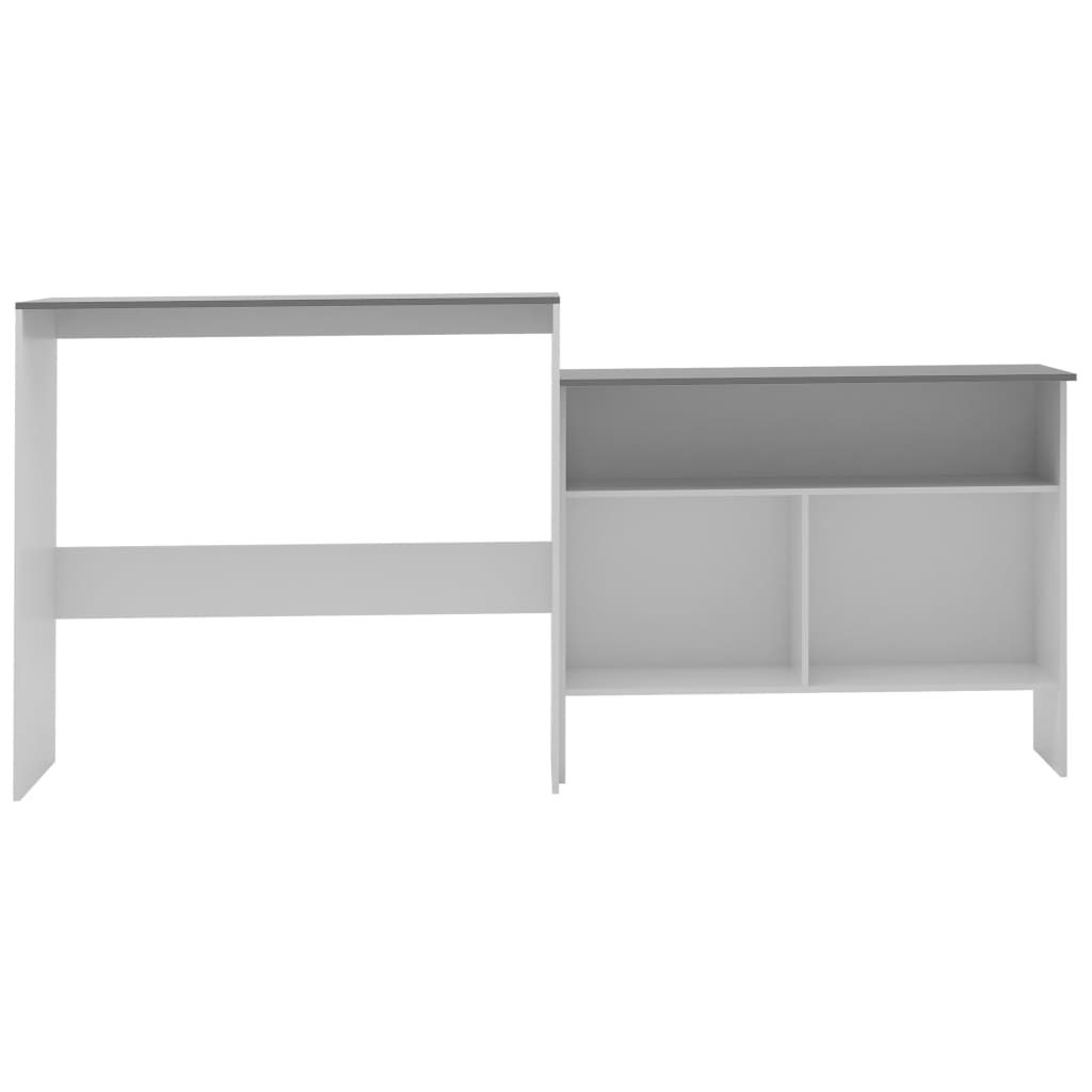 vidaXL Barový stůl se 2 stolními deskami bílý a šedý 130 x 40 x 120 cm
