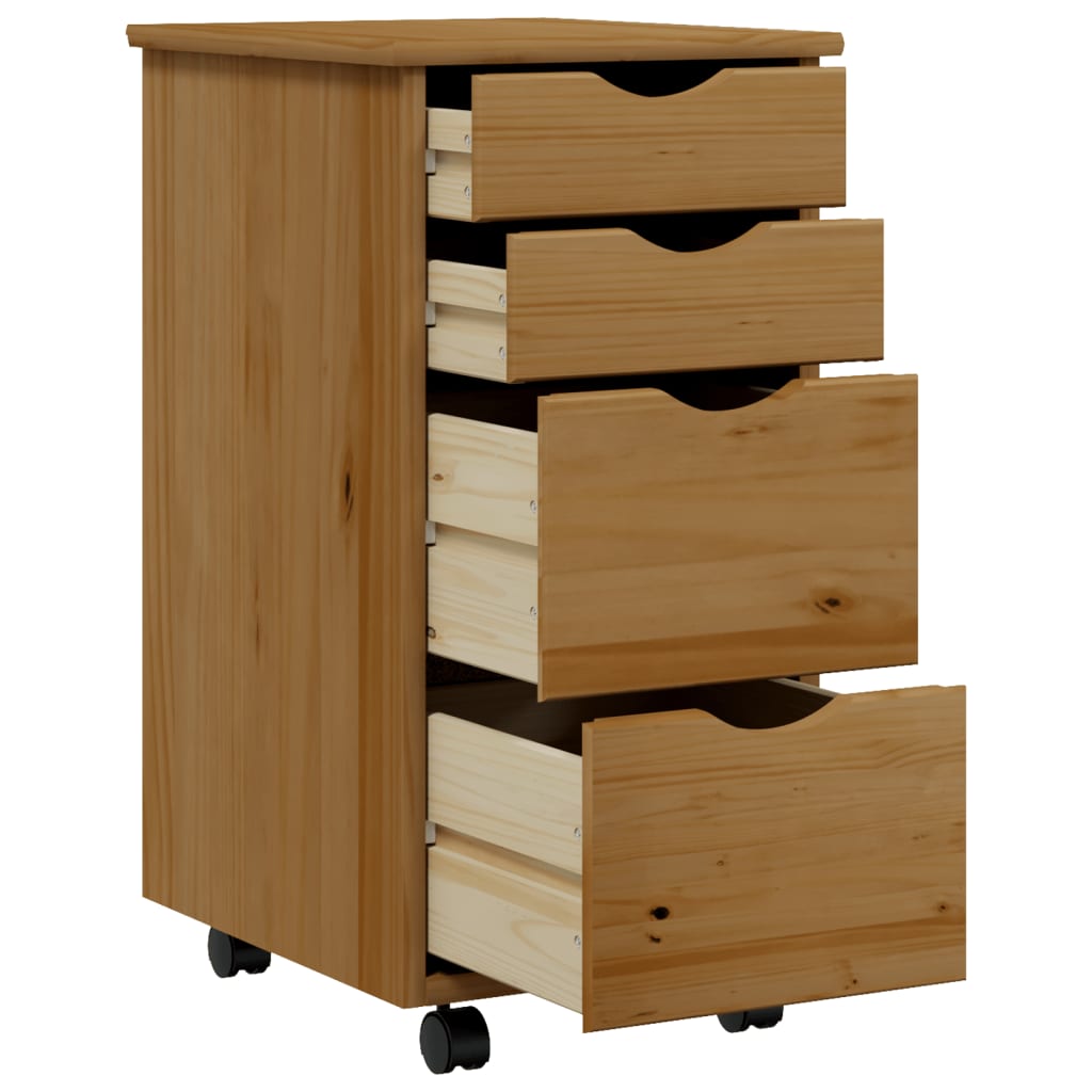 vidaXL Zásuvková skříňka na kolečkách MOSS medově hnědá borové dřevo