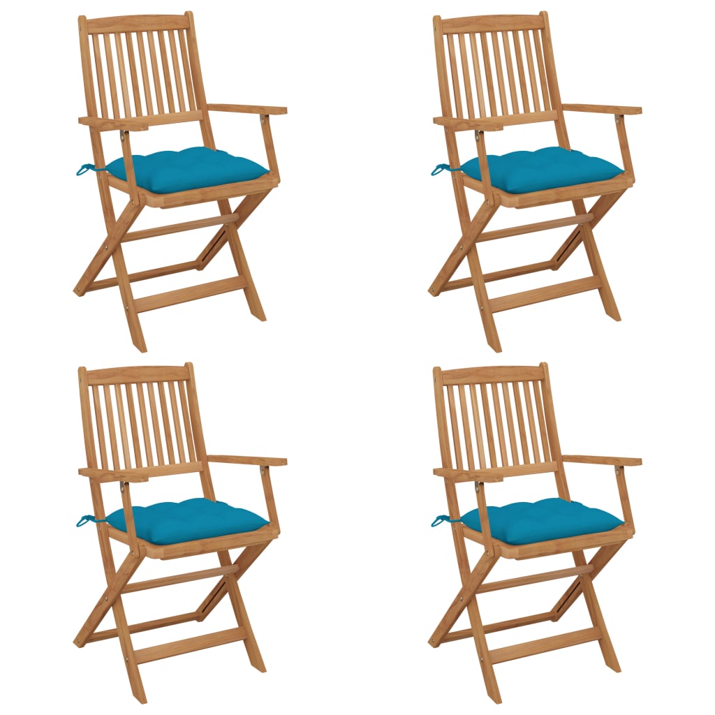 vidaXL Skládací zahradní židle s poduškami 4 ks masivní akácie