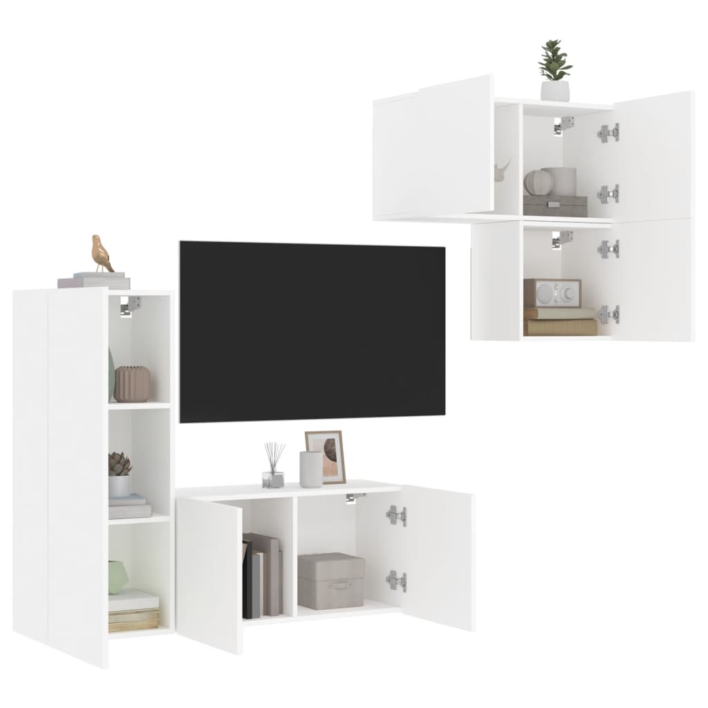 vidaXL 4dílná obývací stěna bílá kompozitní dřevo