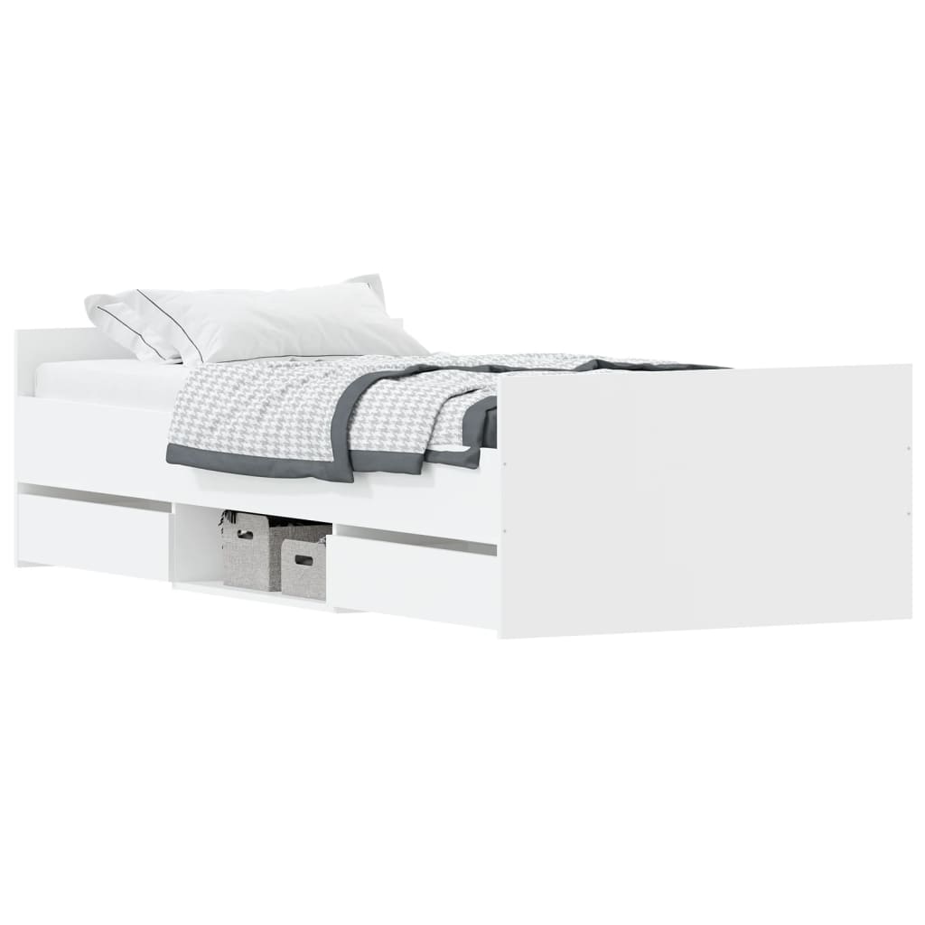 vidaXL Rám postele s hlavovým a nožním čelem bílý 90 x 190 cm