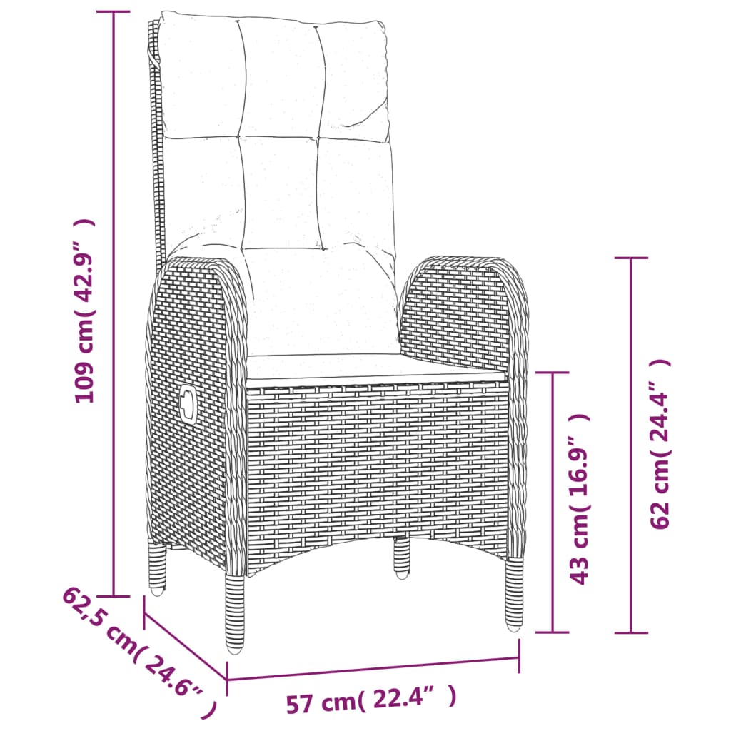 vidaXL Zahradní židle 2 ks polyratan šedé