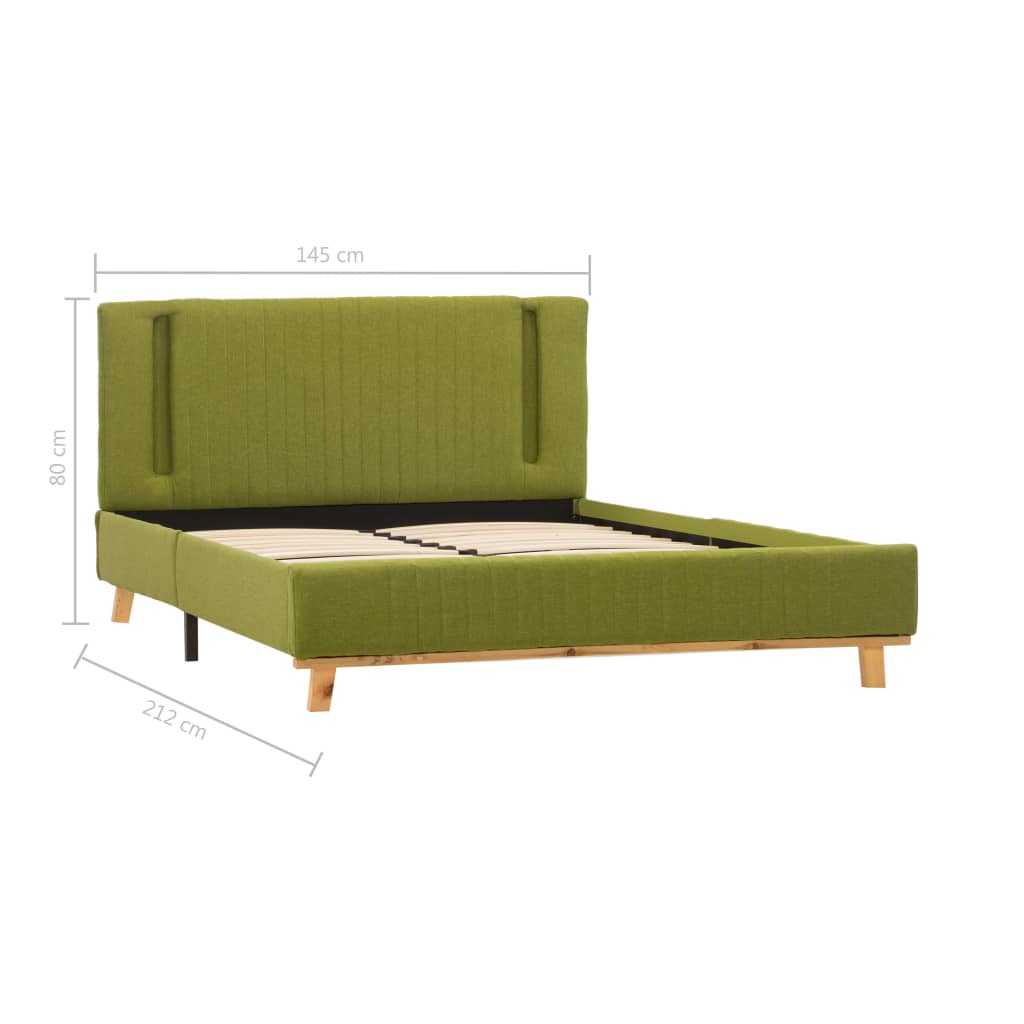 vidaXL Rám postele s LED světlem zelený textil 140 x 200 cm