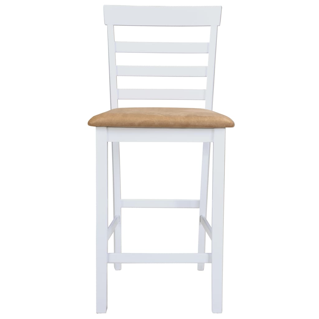 Bílý dřevěný barový stůl a 4 barové židle, set