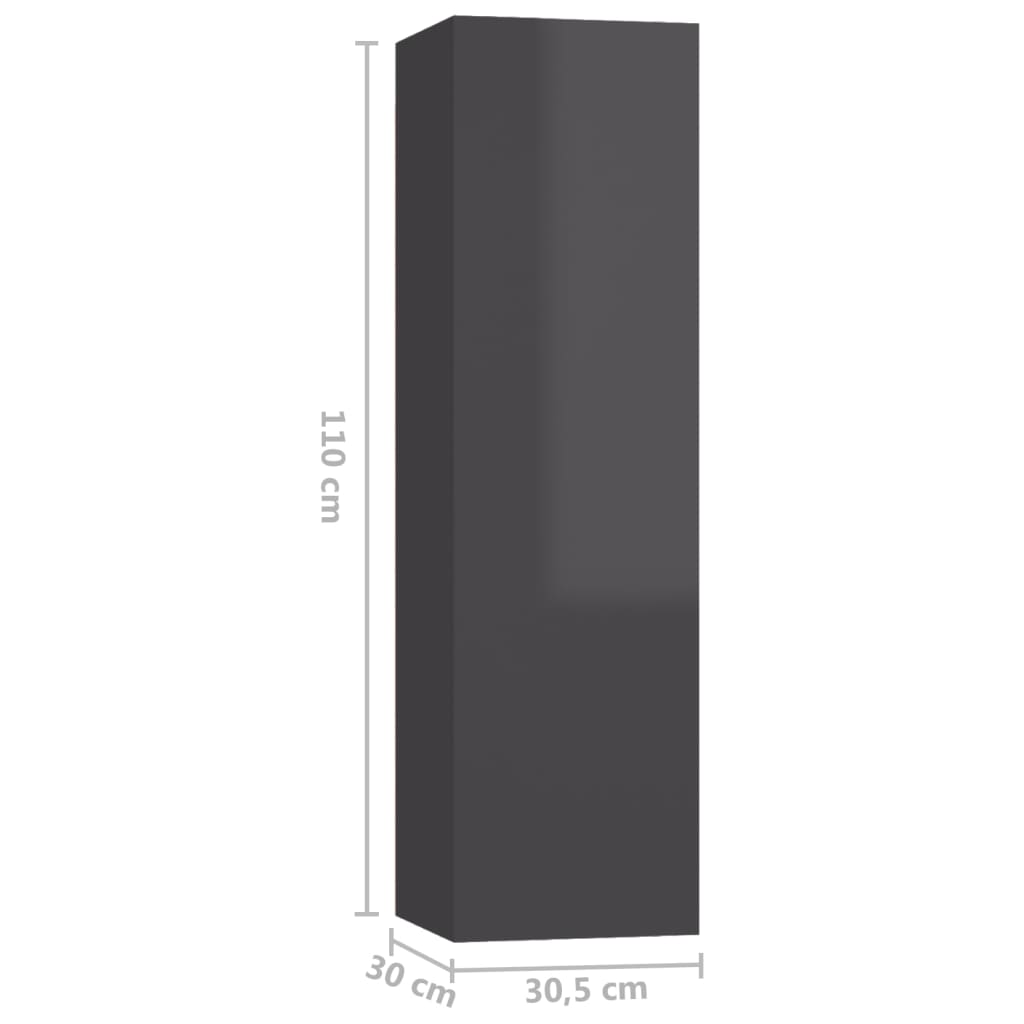vidaXL TV skříňky 4 ks šedé vysoký lesk 30,5x30x110 cm dřevotříska
