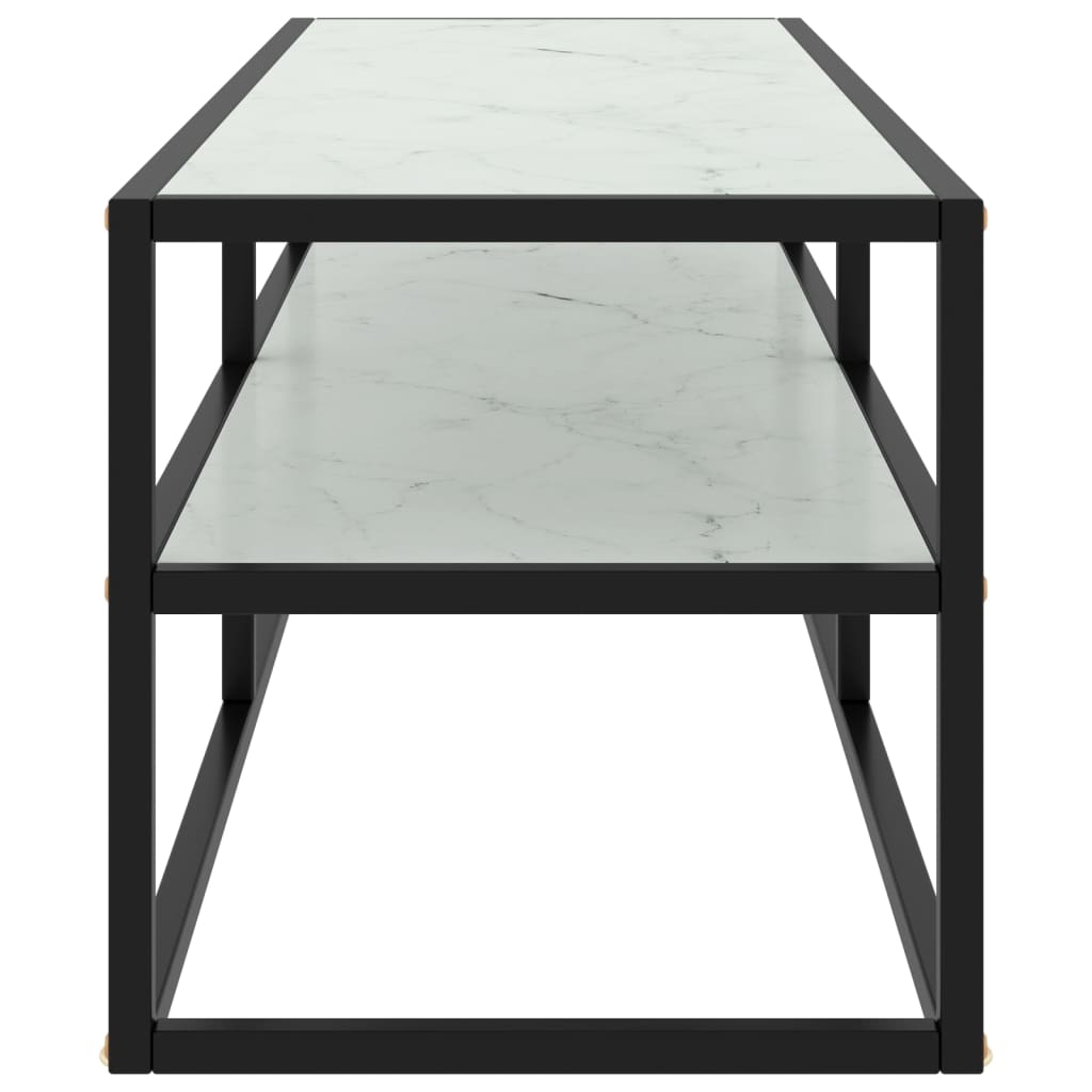 vidaXL TV stolek černý s bílým mramorovým sklem 120 x 40 x 40 cm