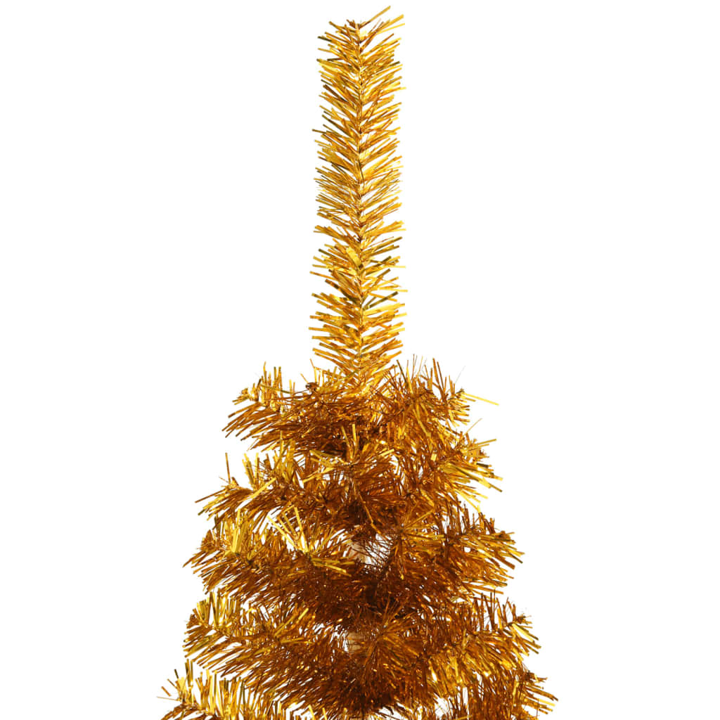 vidaXL Umělý poloviční vánoční stromek se stojanem zlatý 120 cm PET