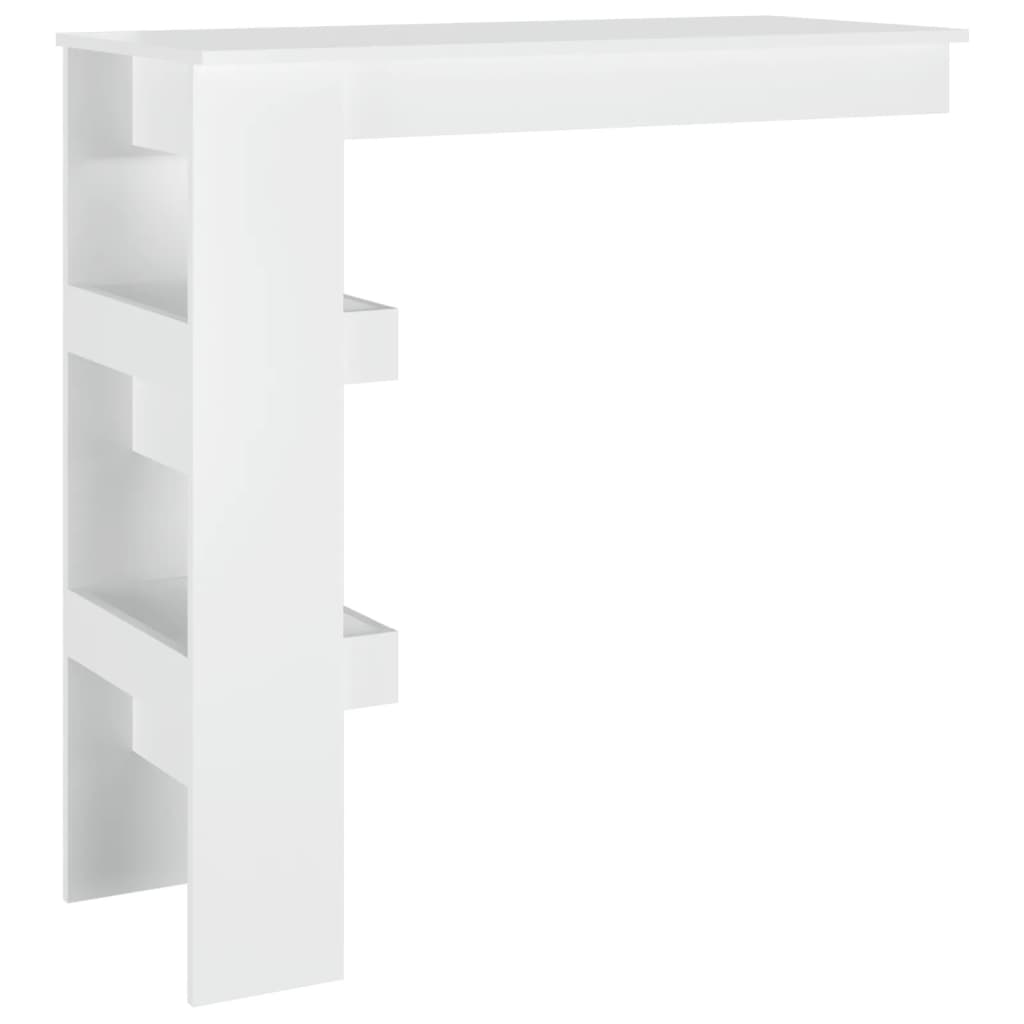 vidaXL Nástěnný barový stolek bílý vysoký lesk 102x45x103,5cm kompozit