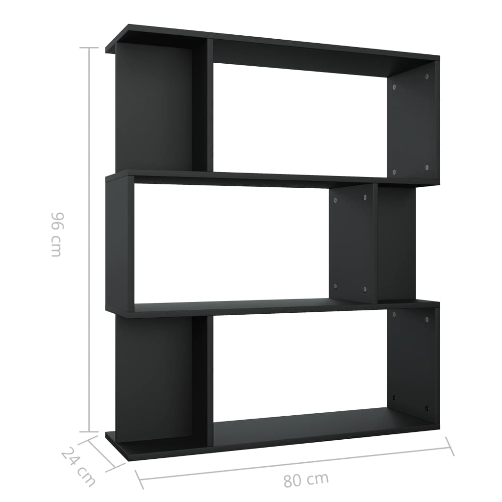 vidaXL Knihovna / zástěna do pokoje černá 80 x 24 x 96 cm dřevotříska