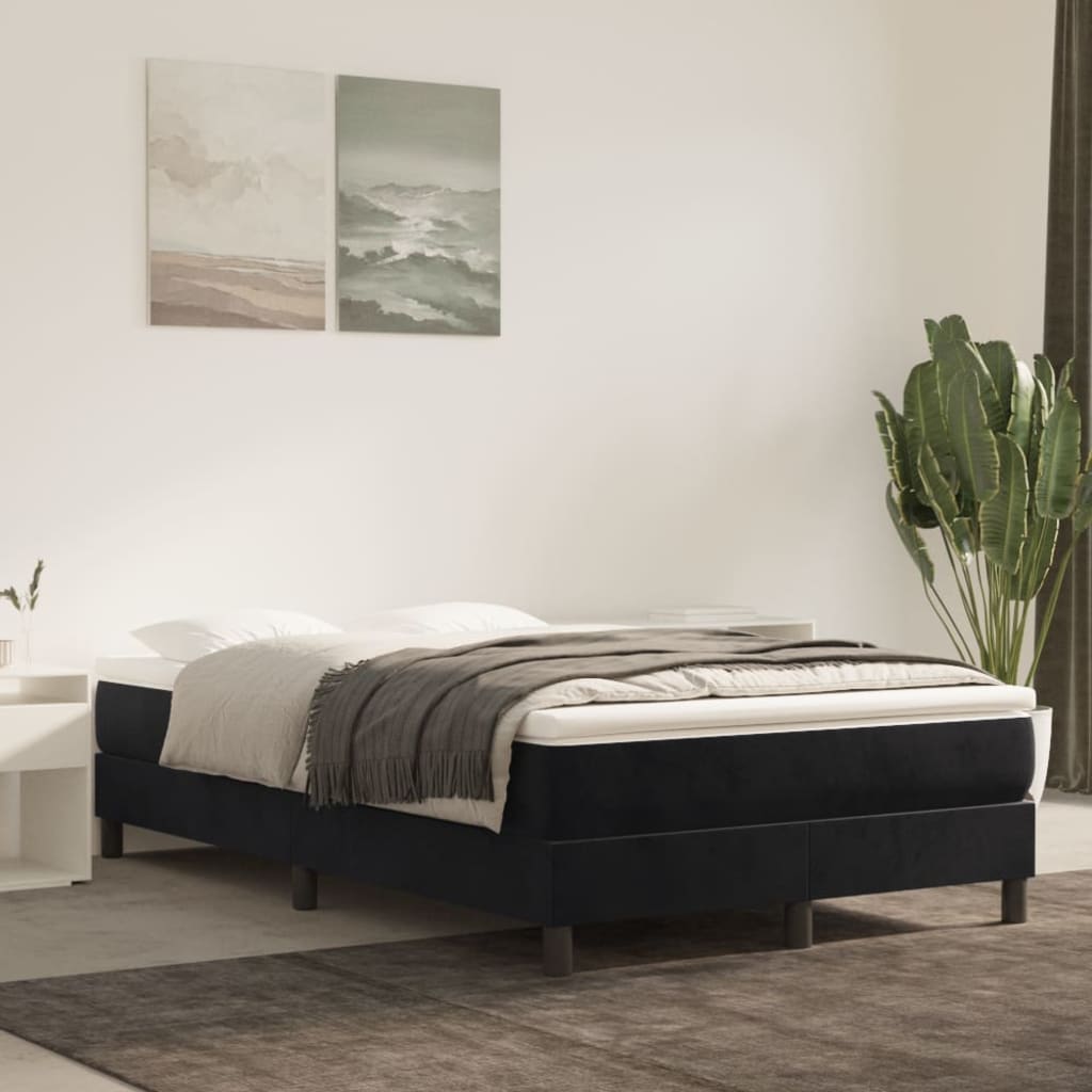 vidaXL Box spring postel s matrací černá 120 x 200 cm samet