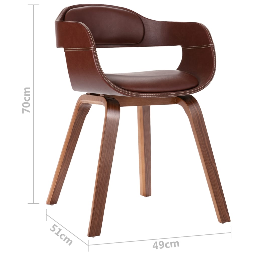 vidaXL Jídelní židle hnědá ohýbané dřevo a umělá kůže