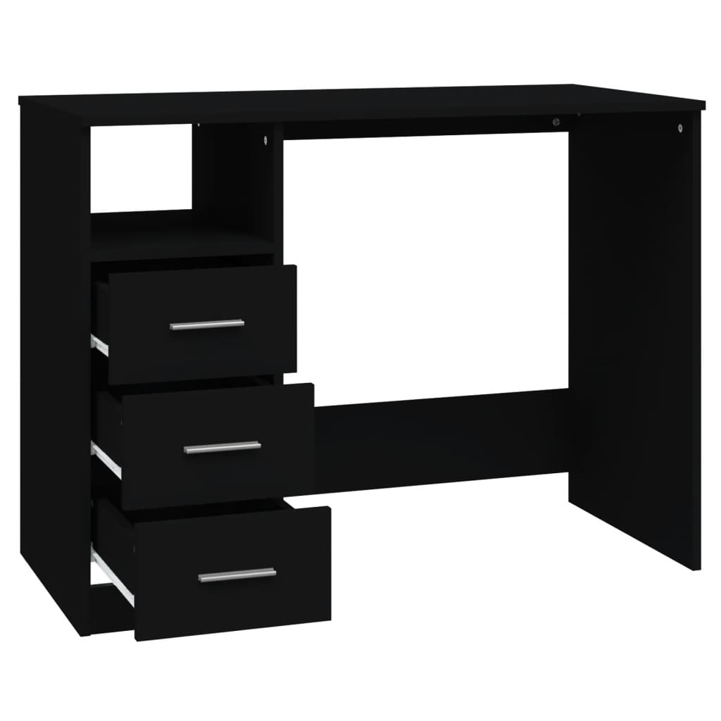 vidaXL Psací stůl se zásuvkami černý 102 x 50 x 76 cm kompozitní dřevo