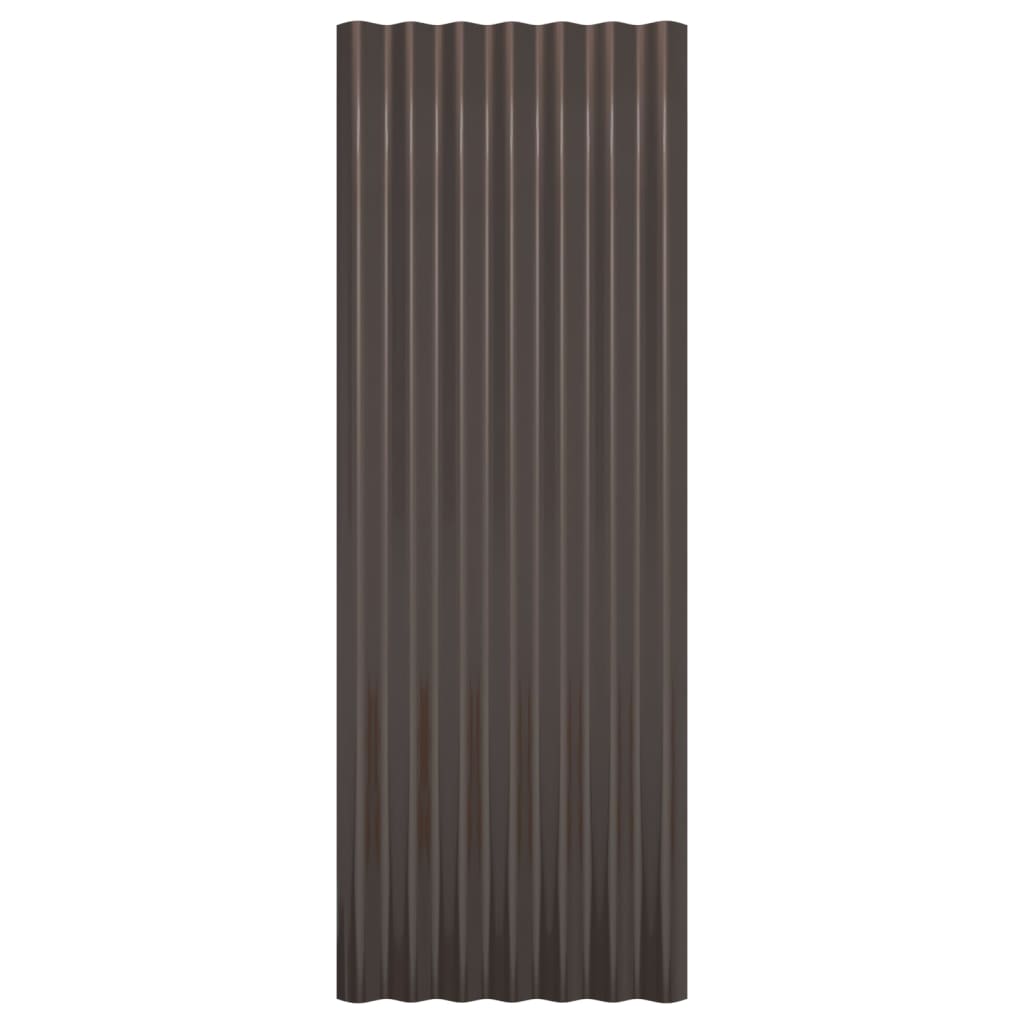 vidaXL Střešní panely 12 ks práškově lakovaná ocel hnědé 100 x 36 cm