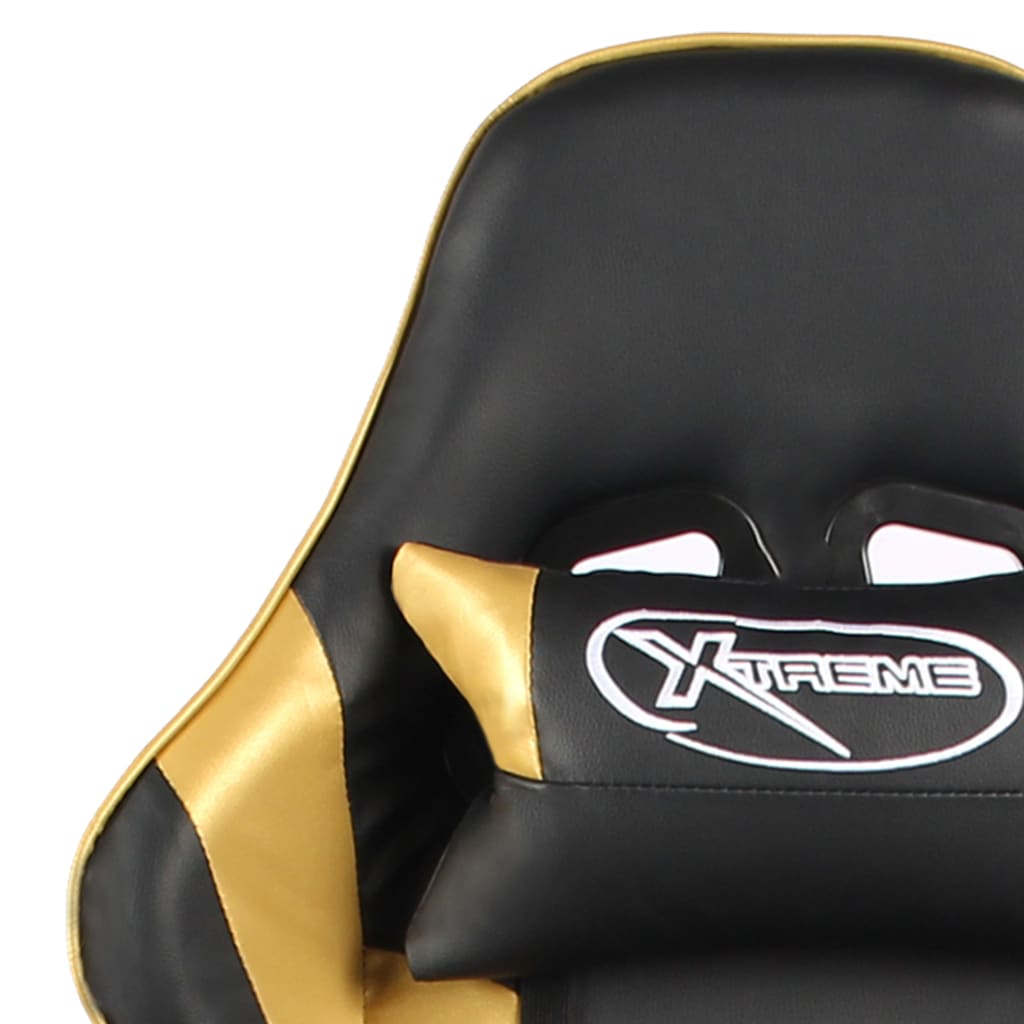 vidaXL Otočná herní židle s podnožkou zlatá PVC