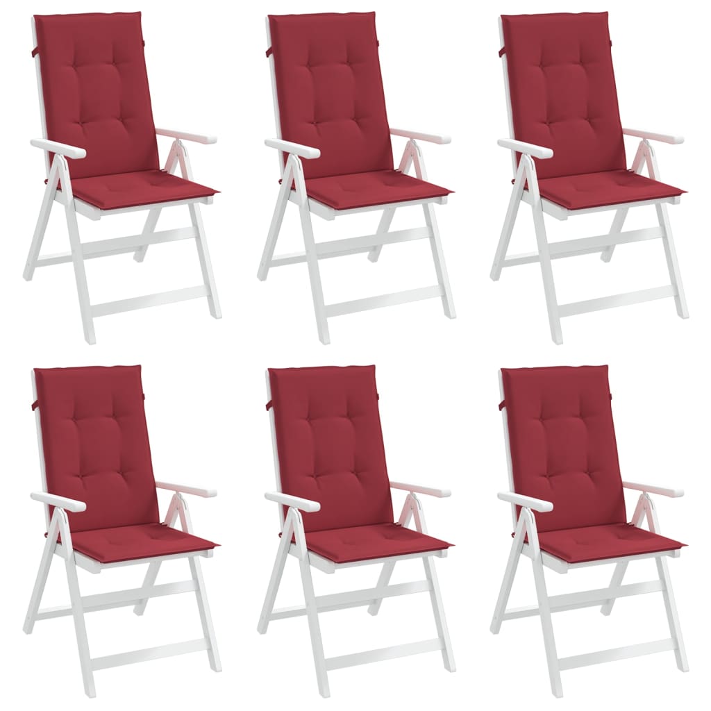 vidaXL Podušky na židli vysoké opěradlo 6 ks vínové 120x50x3 cm textil