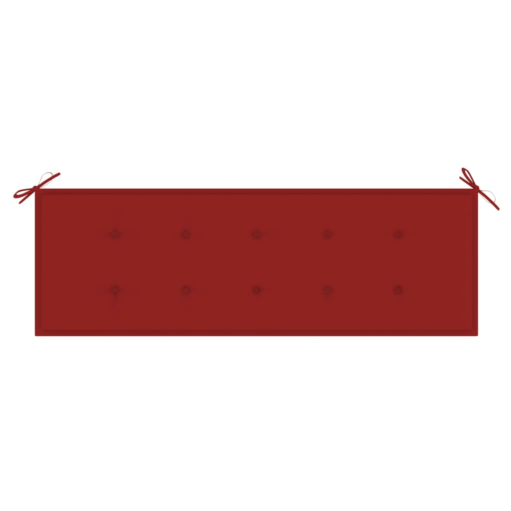 vidaXL Zahradní lavice s červenou poduškou 150 cm masivní teak