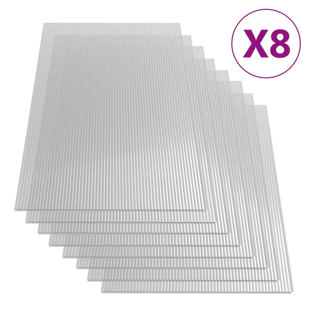 vidaXL Polykarbonátové desky 8 ks 4 mm 121 x 60 cm