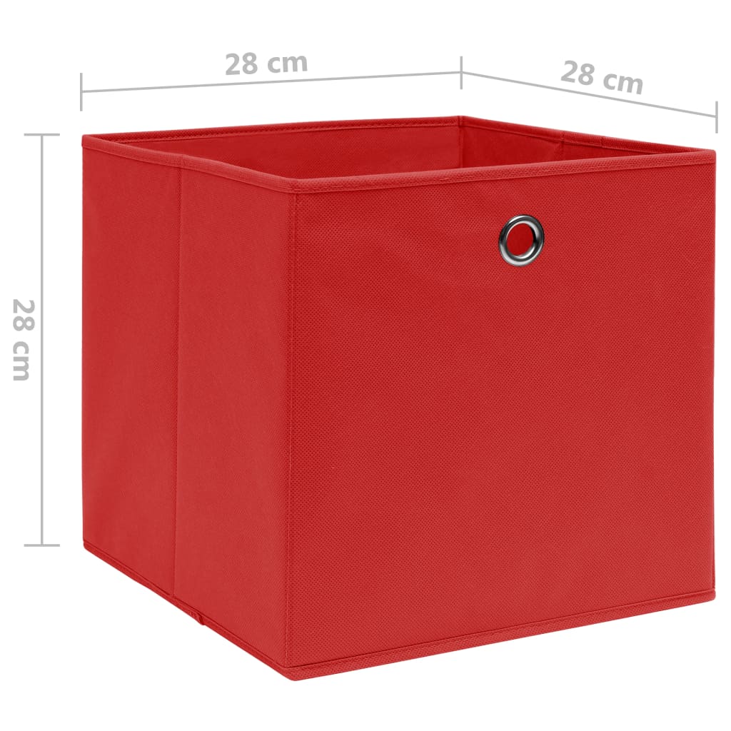 vidaXL Úložné boxy 4 ks netkaná textilie 28 x 28 x 28 cm červené
