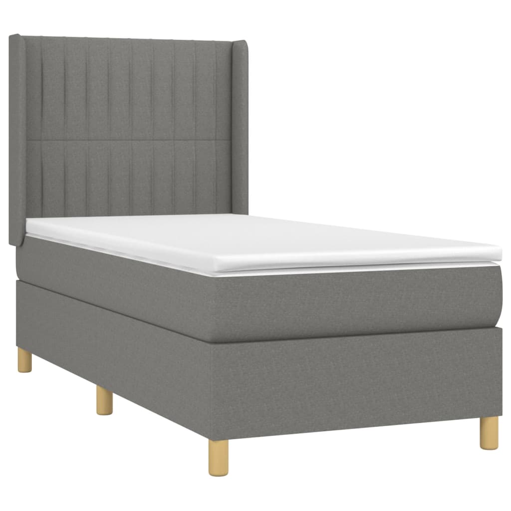 vidaXL Box spring postel s matrací a LED tmavě šedá 80 x 200 cm textil