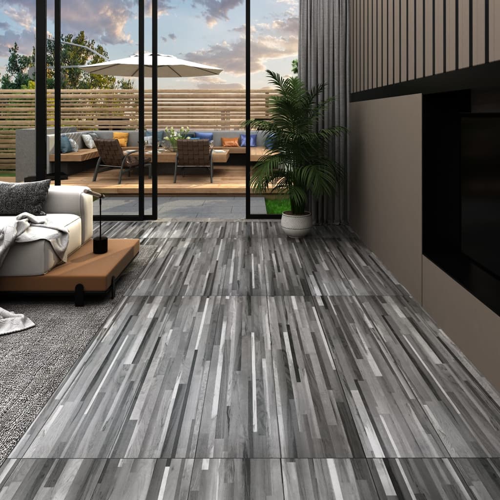 vidaXL Samolepicí PVC podlahová prkna 2,51 m² 2 mm šedá s pruhy