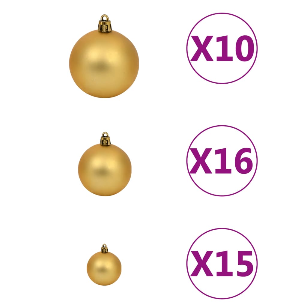 vidaXL Úzký vánoční stromek s 300 LED a koulemi 300 cm
