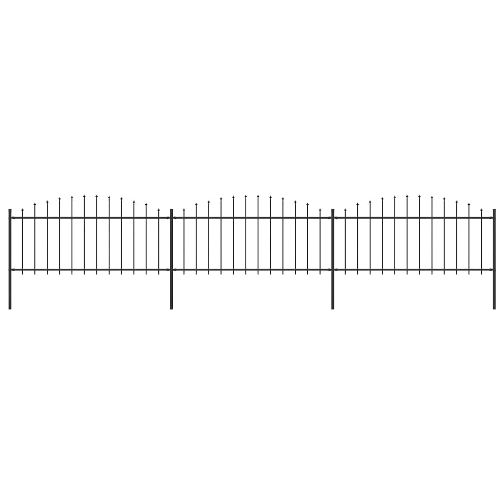 vidaXL Zahradní plot s hroty ocel (0,5–0,75) x 5,1 m černý