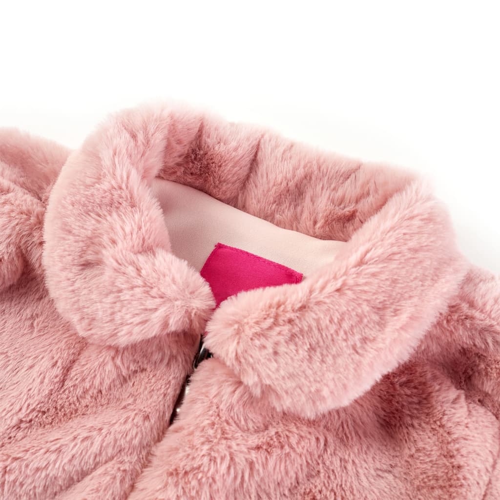 Dětský kabát umělá kožešina růžový 92