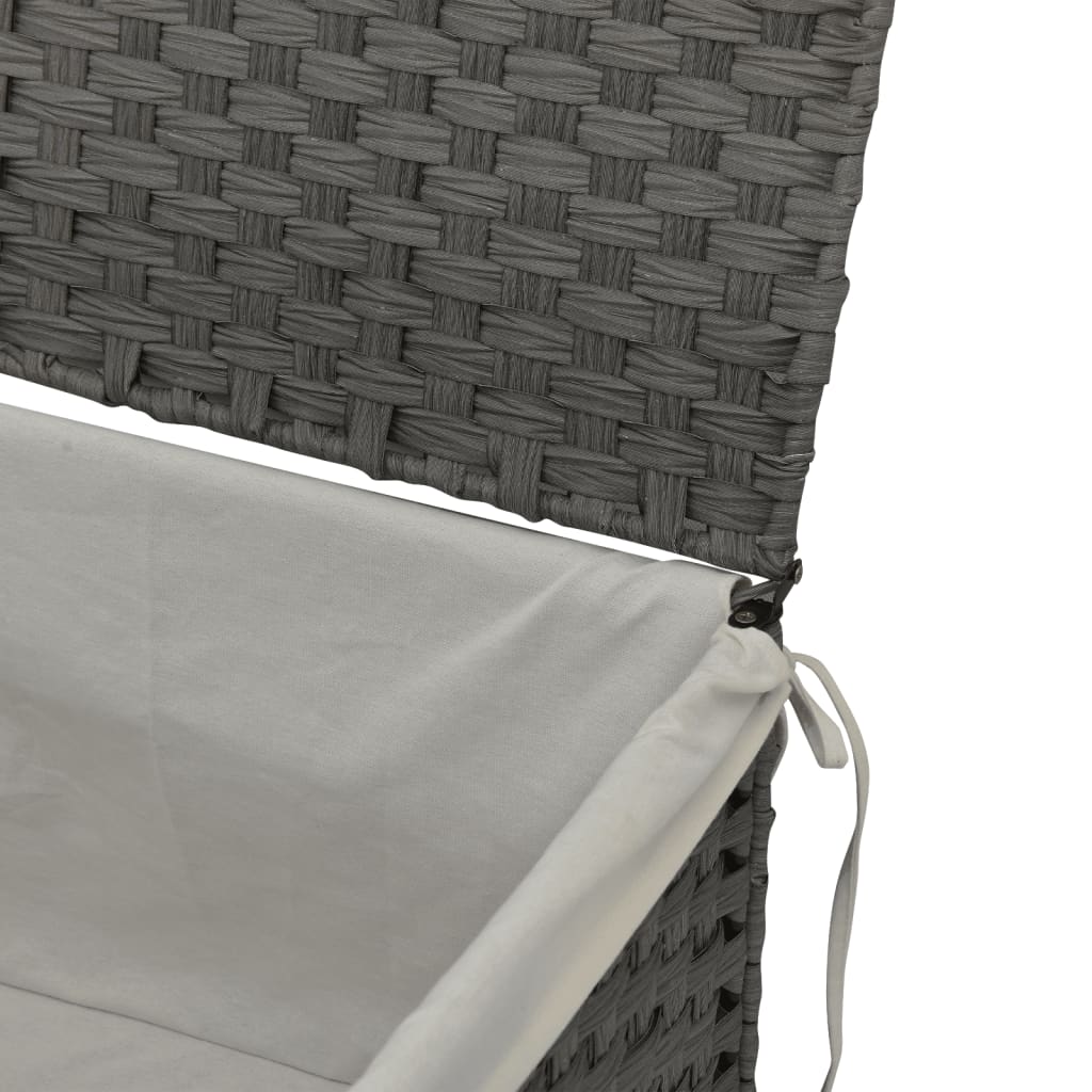 vidaXL Koš na prádlo s víkem šedý 55,5 x 35 x 34 cm polyratan