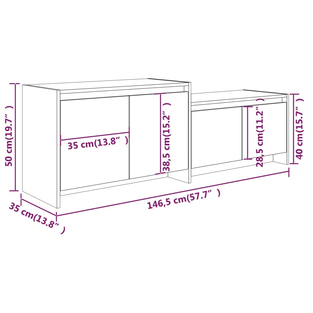vidaXL TV skříňka bílá s vysokým leskem 146,5 x 35 x 50 cm dřevotříska
