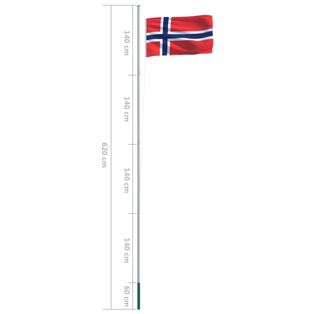 vidaXL Norská vlajka a stožár hliník 6,2 m