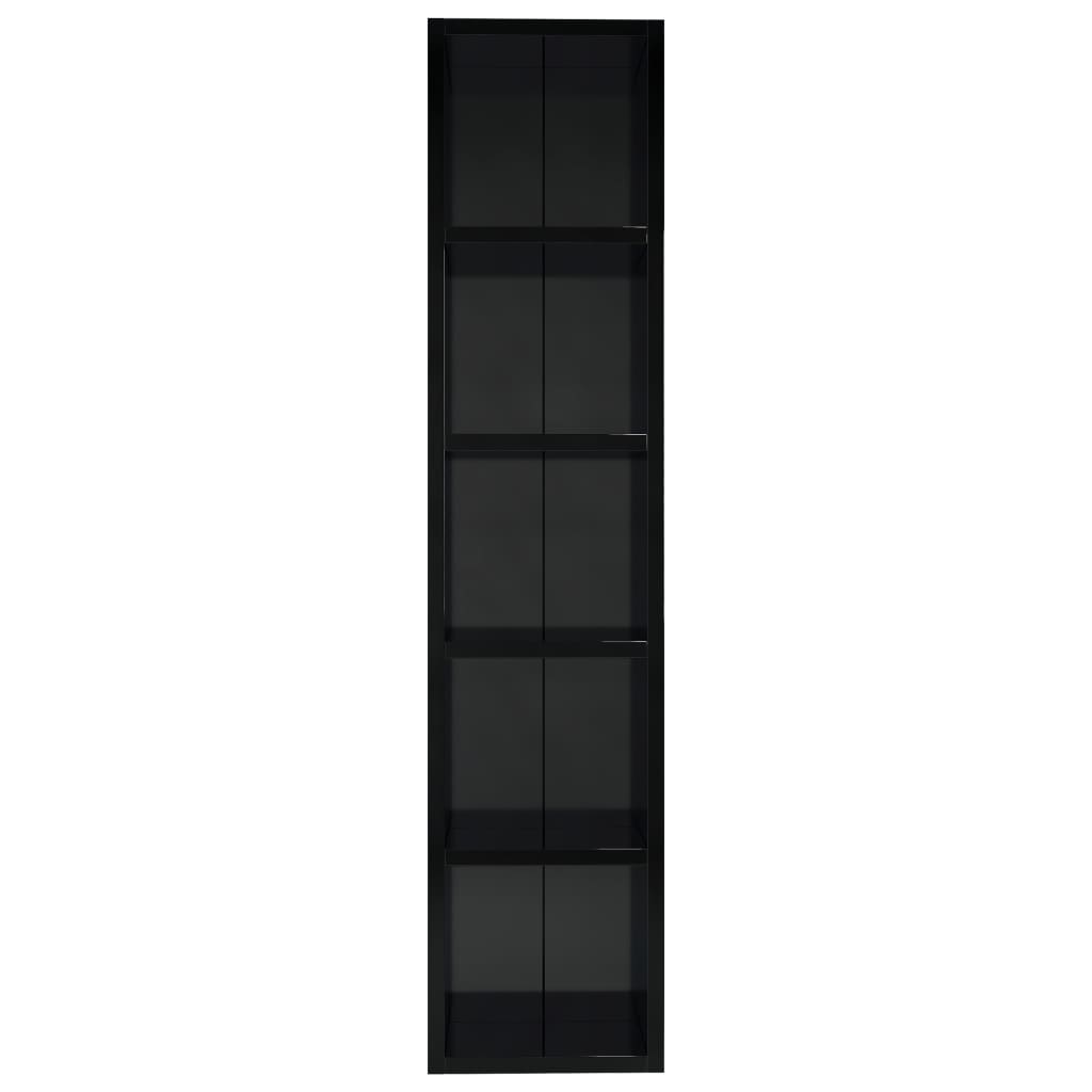 vidaXL Skříňka na CD černá s vysokým leskem 21x16x93,5 cm dřevotříska