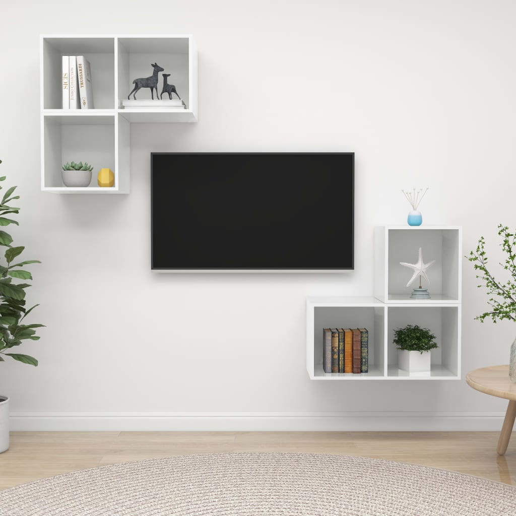 vidaXL 4dílný set TV skříněk bílý s vysokým leskem dřevotříska