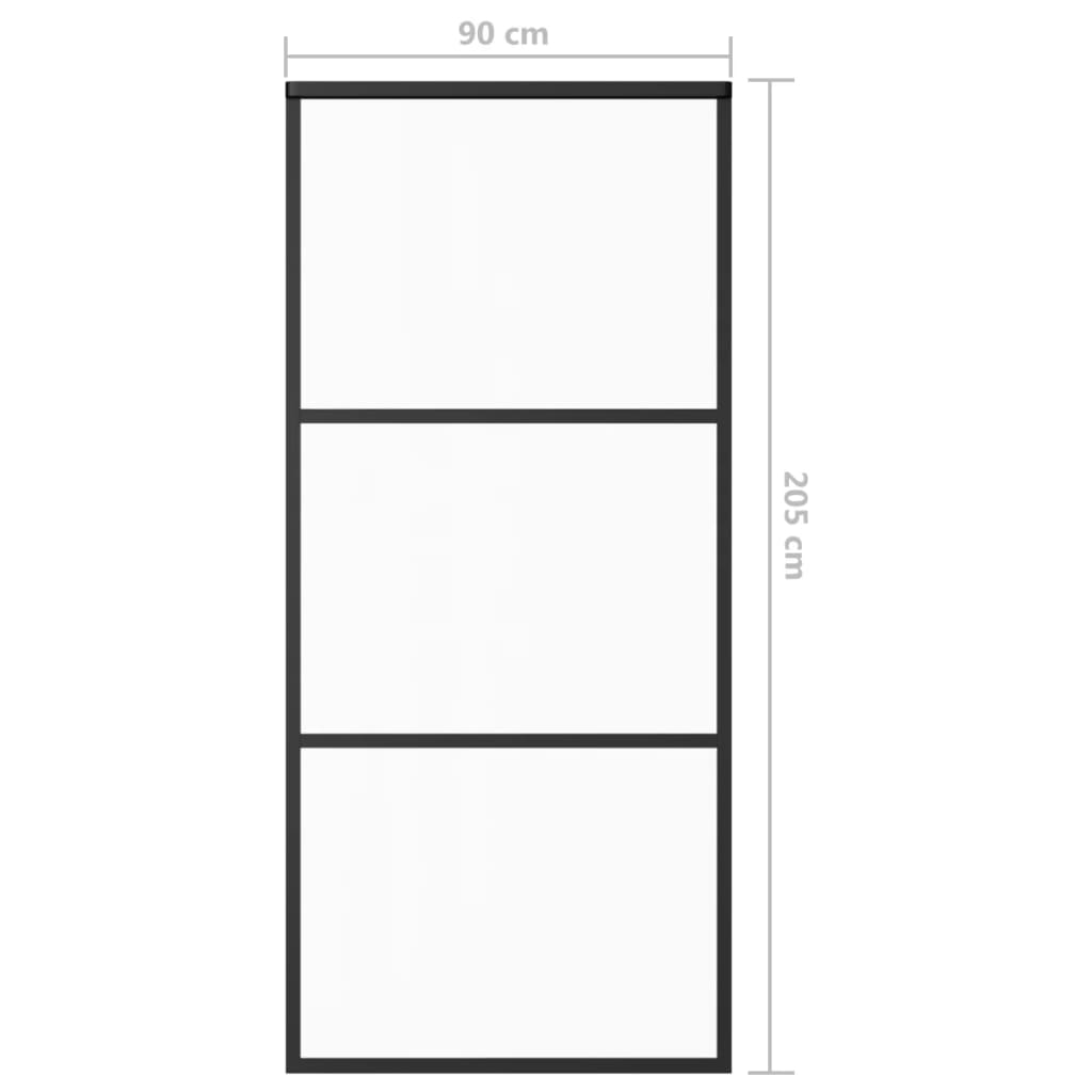 vidaXL Posuvné dveře s kováním ESG sklo a hliník 90 x 205 cm