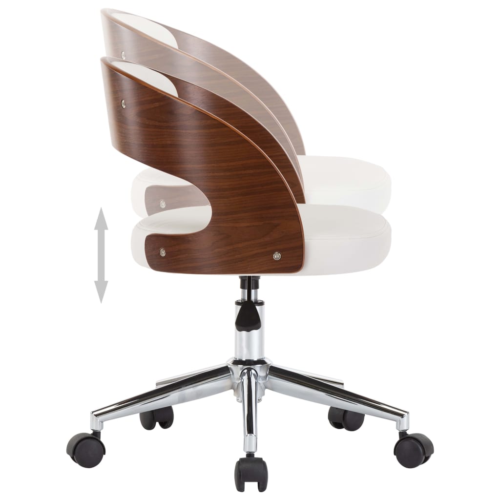 vidaXL Otočné jídelní židle 2 ks bílé ohýbané dřevo a umělá kůže