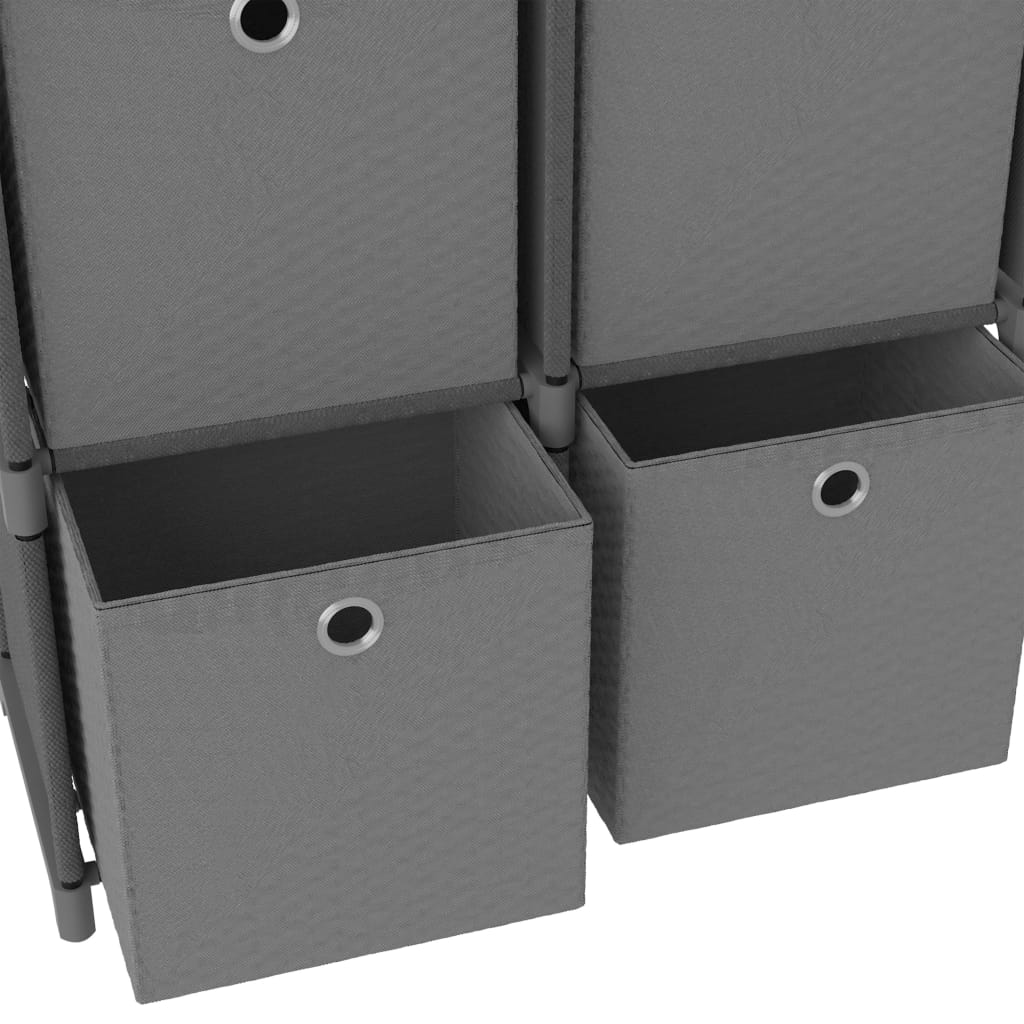 vidaXL Výstavní police 5 přihrádek s boxy šedé 103x30x72,5 cm textil