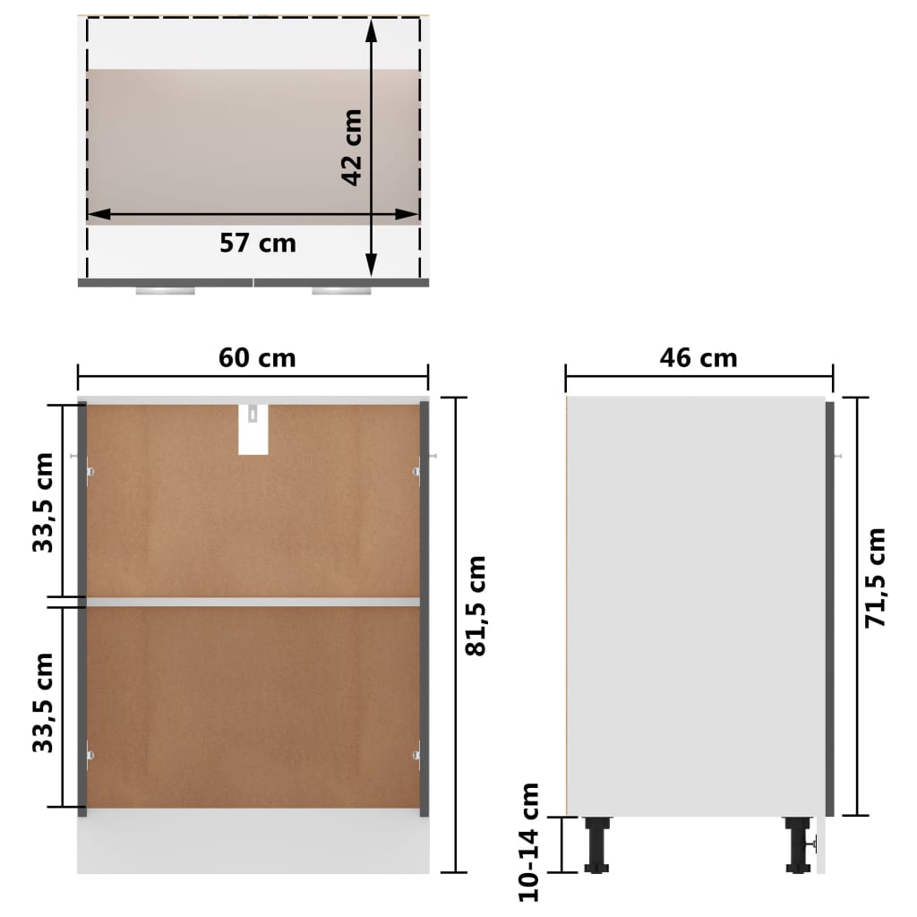 vidaXL Spodní skříňka šedá vysoký lesk 60 x 46 x 81,5 cm dřevotříska