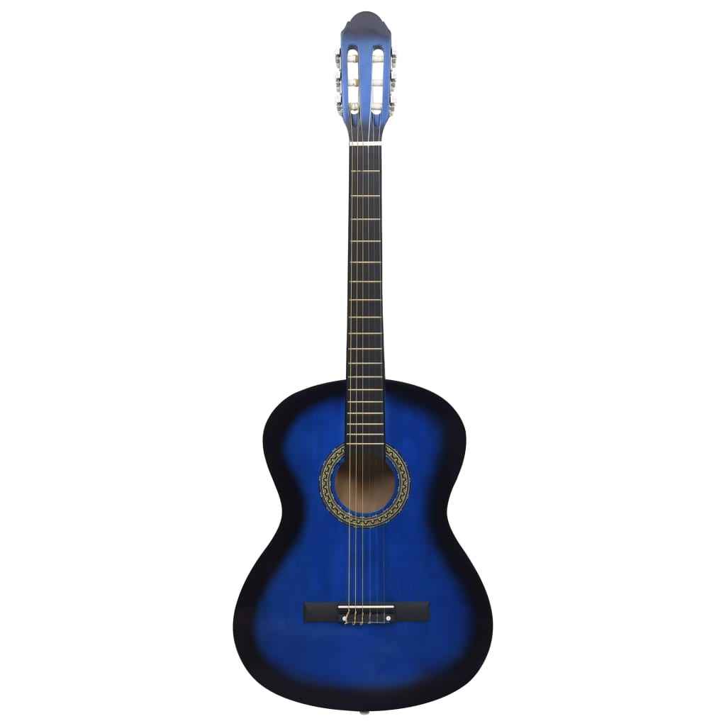vidaXL 12dílný set klasická kytara pro začátečníky modrá 4/4 39''
