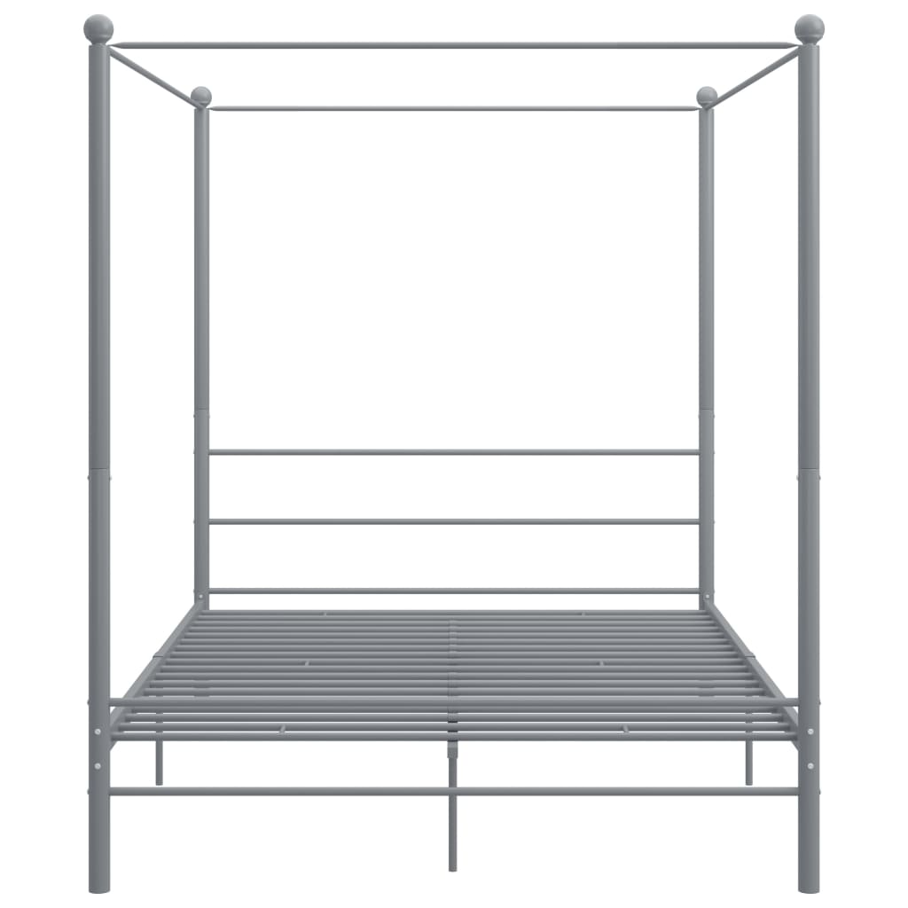 vidaXL Rám postele s nebesy šedý kovový 160 x 200 cm