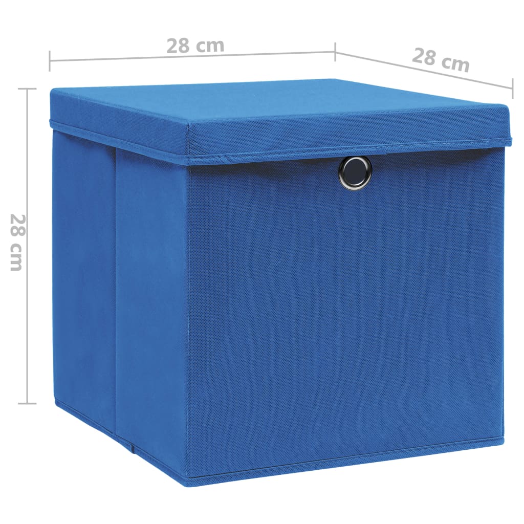 vidaXL Úložné boxy s víky 10 ks 28 x 28 x 28 cm modré