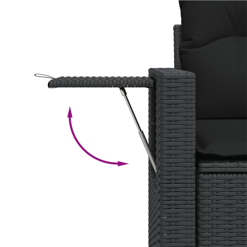 vidaXL 6dílná zahradní sedací souprava s poduškami černá polyratan