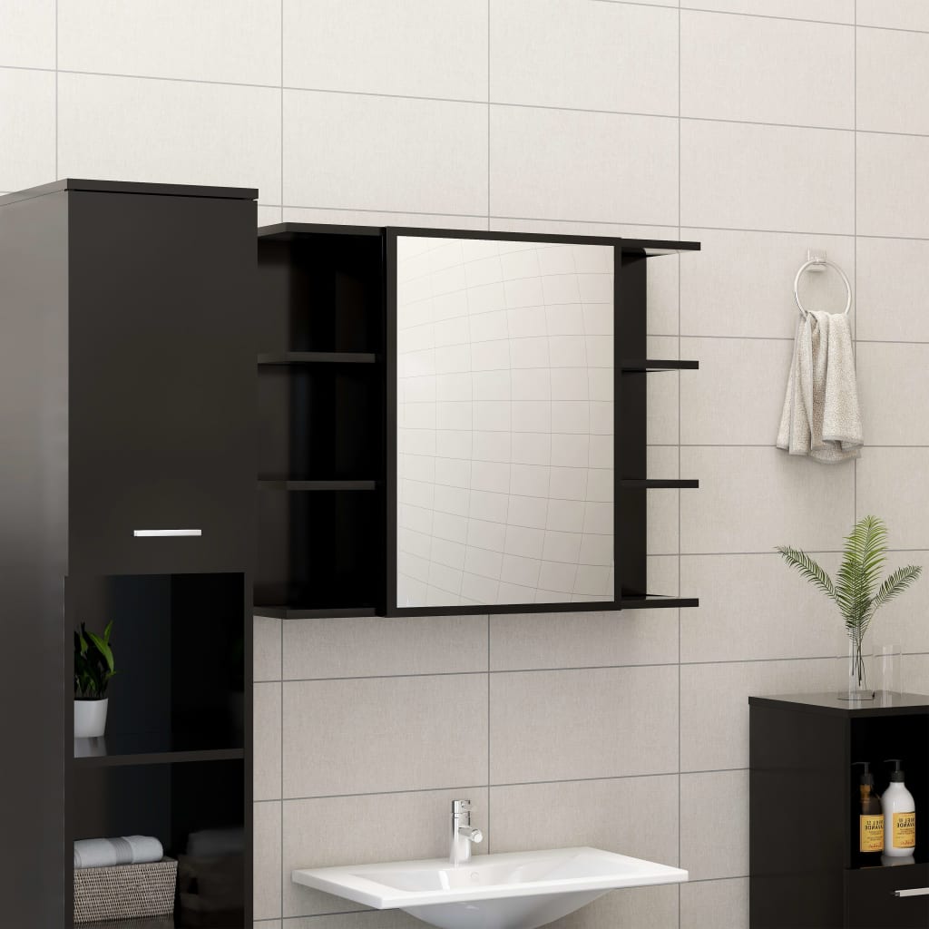 vidaXL 3dílná koupelnová sestava černá kompozitní dřevo