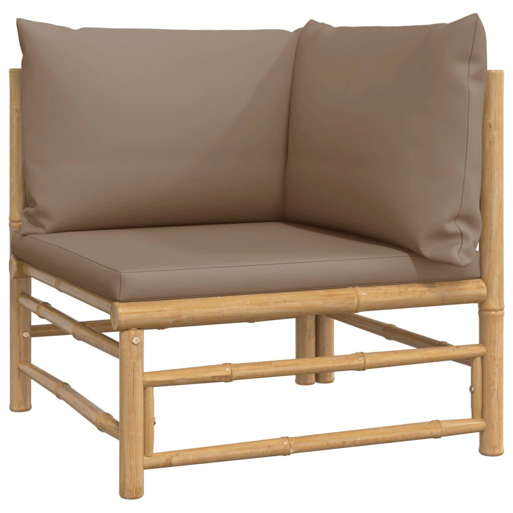 vidaXL 4dílná zahradní sedací souprava s taupe poduškami bambus