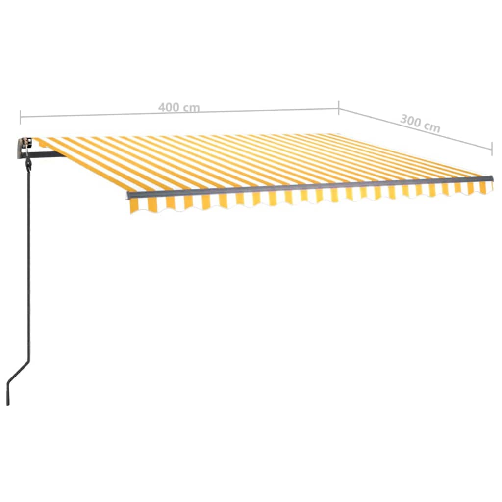 vidaXL Ručně zatahovací markýza s LED světlem 4 x 3 m žlutobílá