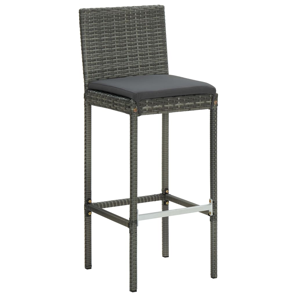 vidaXL Zahradní barové stoličky s poduškami 2 ks šedé polyratan