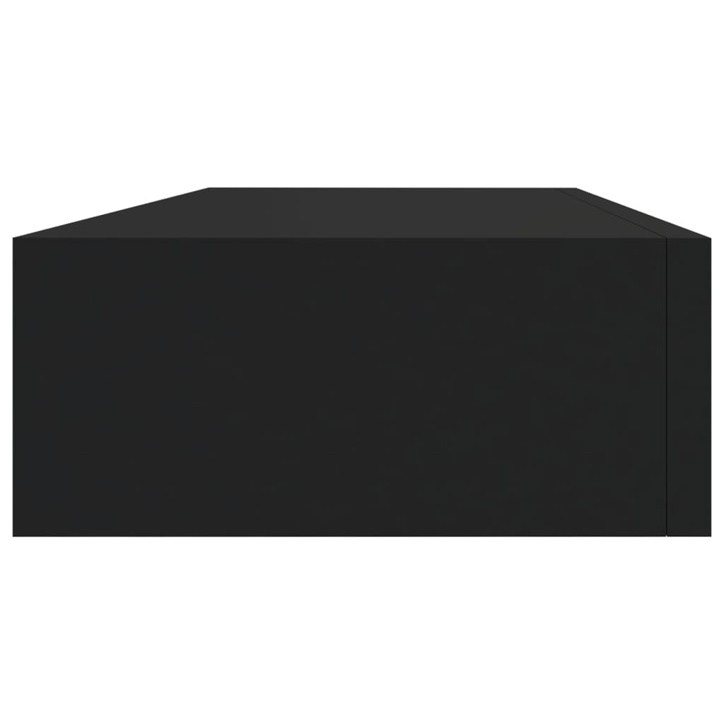vidaXL Nástěnná police se zásuvkou černá 60 x 23,5 x 10 cm MDF
