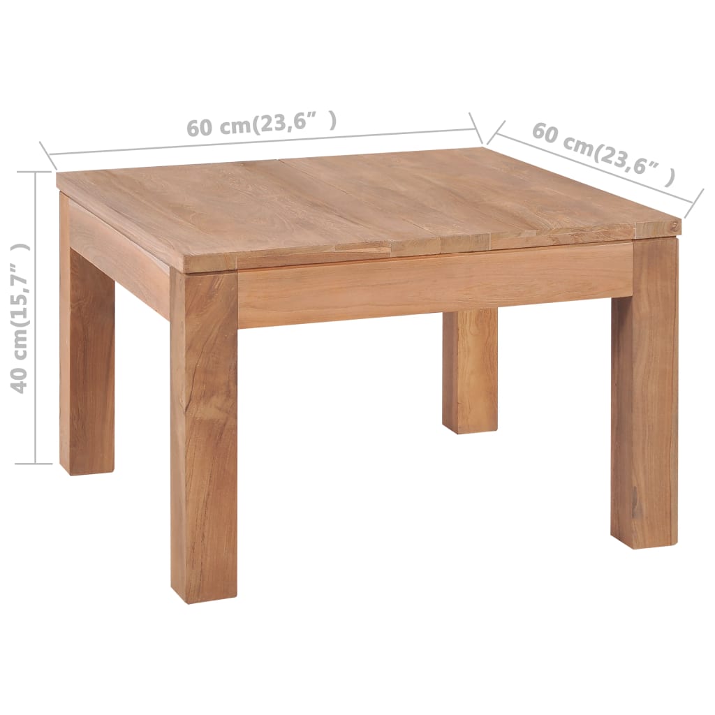 vidaXL Konferenční stolek masivní teak přírodní povrch 60 x 60 x 40 cm