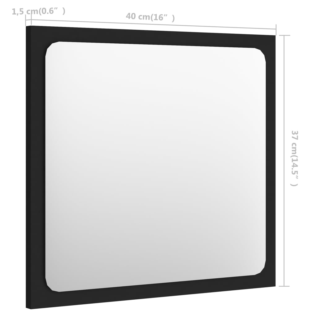 vidaXL Koupelnové zrcadlo černé 40 x 1,5 x 37 cm dřevotříska