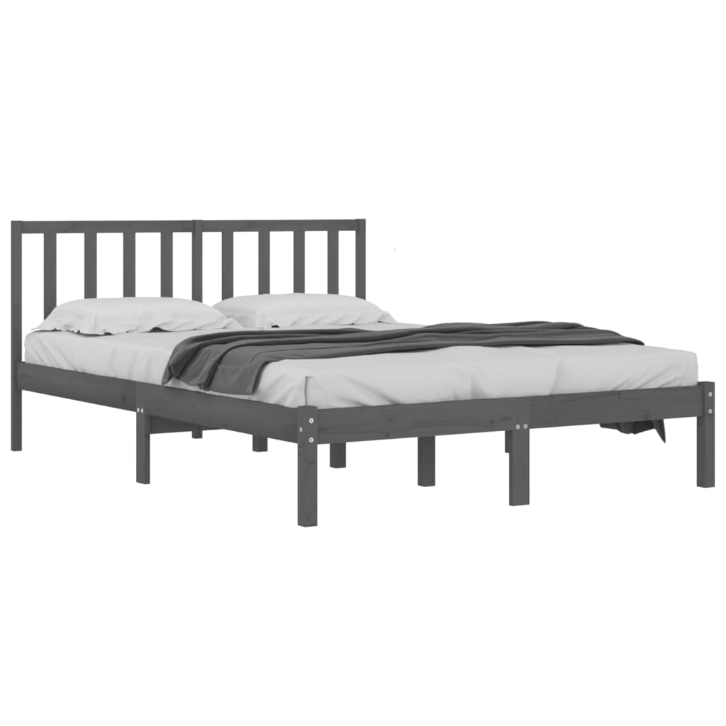 vidaXL Rám postele šedý masivní borovice 200 x 200 cm
