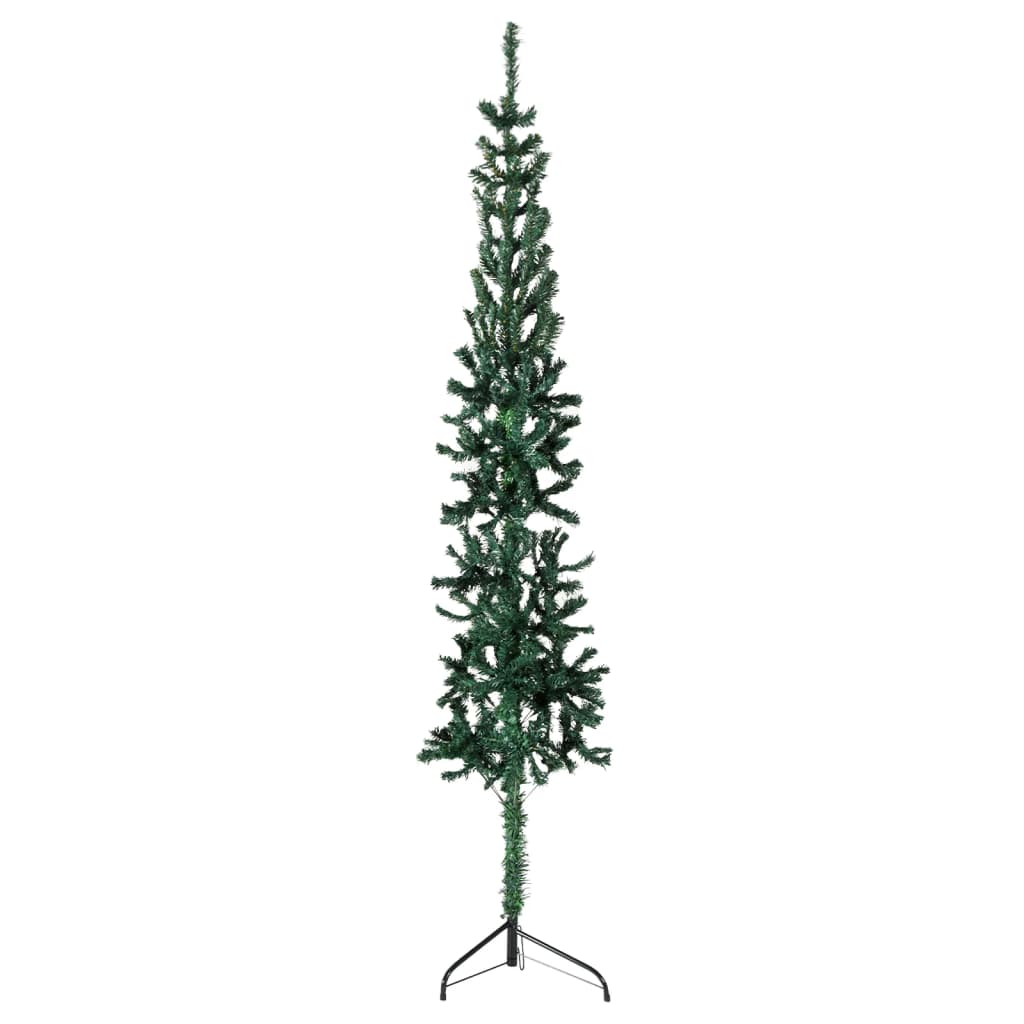 vidaXL Úzký umělý poloviční vánoční stromek se stojanem zelený 240 cm