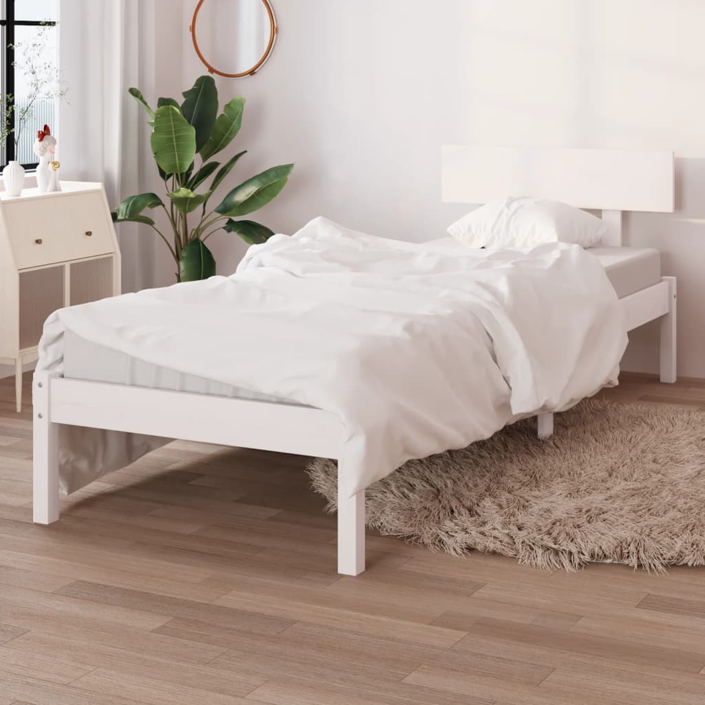 vidaXL Rám postele bílý masivní borovice 75 x 190 cm UK Small Single